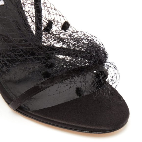 Mesh-Trim Satin Sandals - Picture 5 of 10